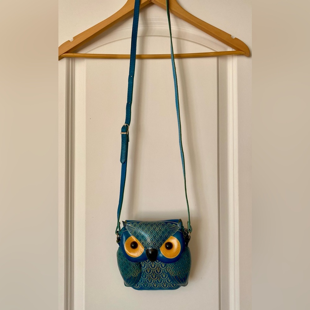 NWOT PurseWorld Australia Unique Blue Owl Crossbody Purse - Picture 7 of 8